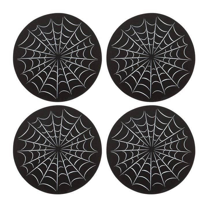 Black Spiderweb Coaster Set