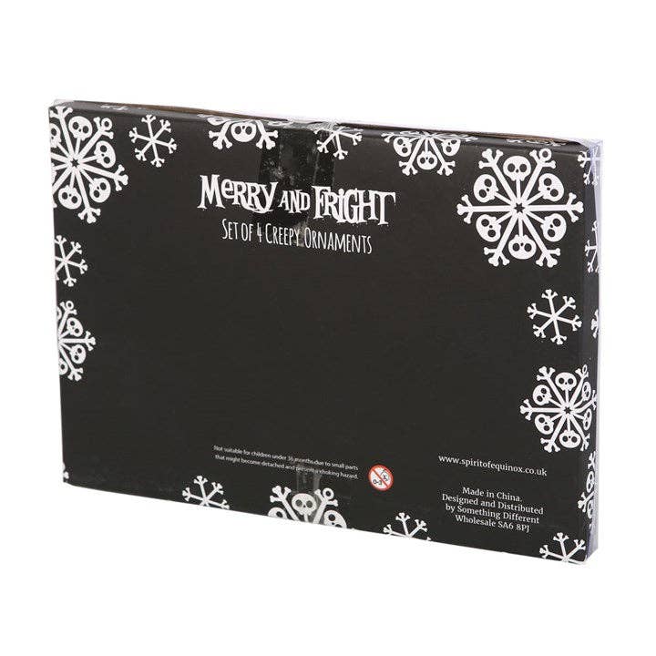 Set of 4 Black Skeleton Gingerbread Ornaments