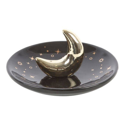 Gold Crescent Moon Ceramic Incense Stick Holder