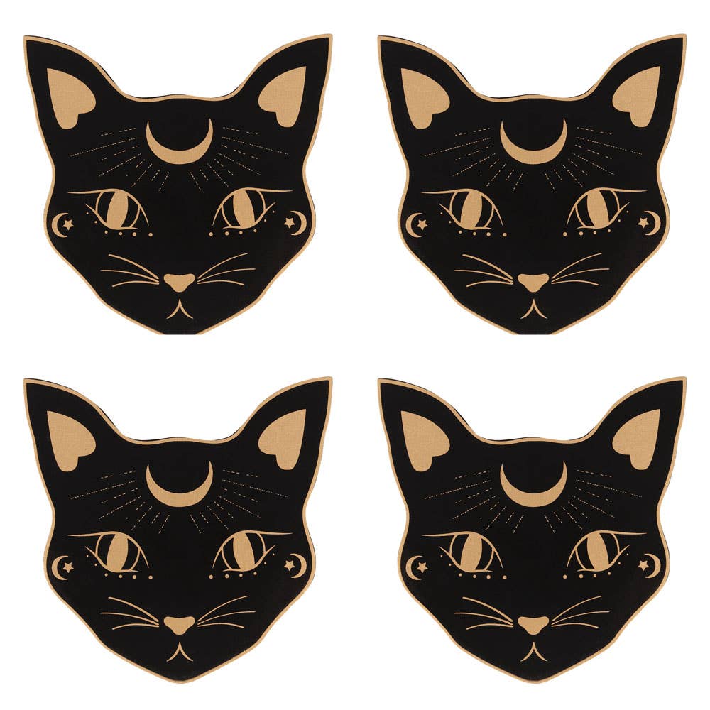 Mystic Mog Cat Face Coaster Set