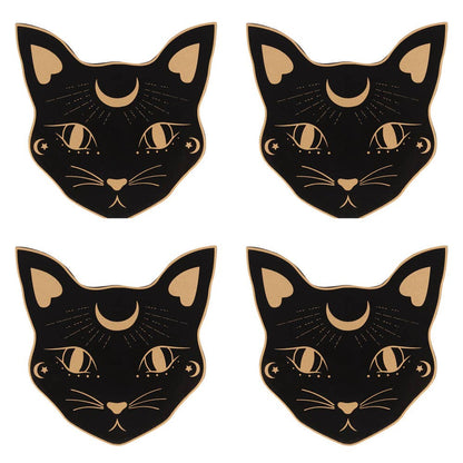 Mystic Mog Cat Face Coaster Set
