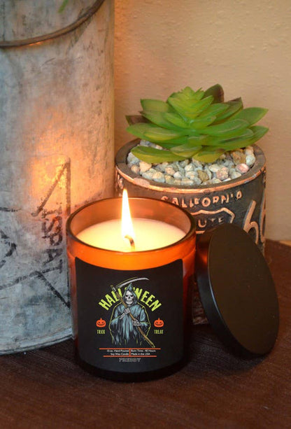 Grim Reaper Halloween Candles - Halloween Soy Wax Candle: Drunk-O-Lantern