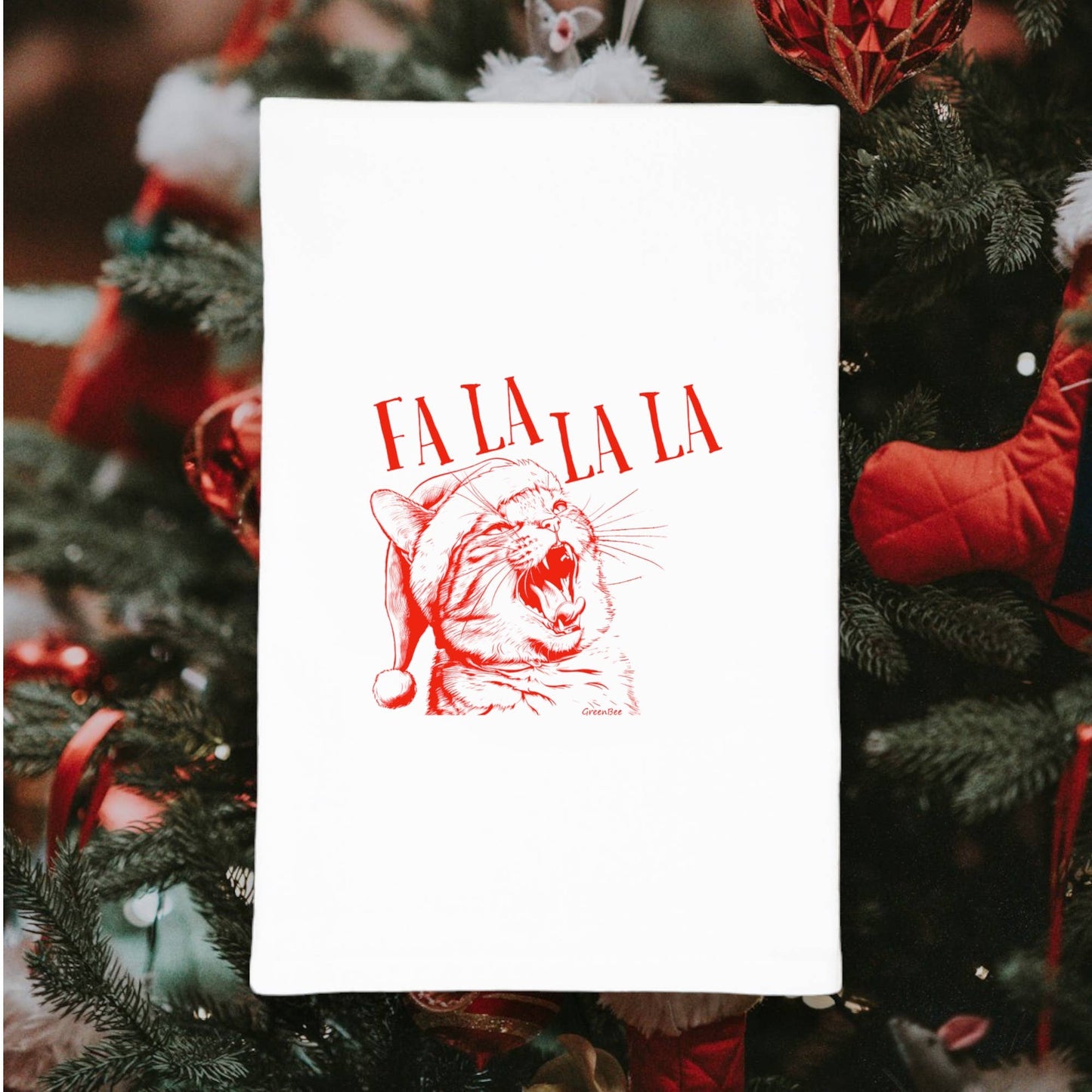 Funny Cat Kitchen Towel | Tea Towel | Christmas Dish Towel