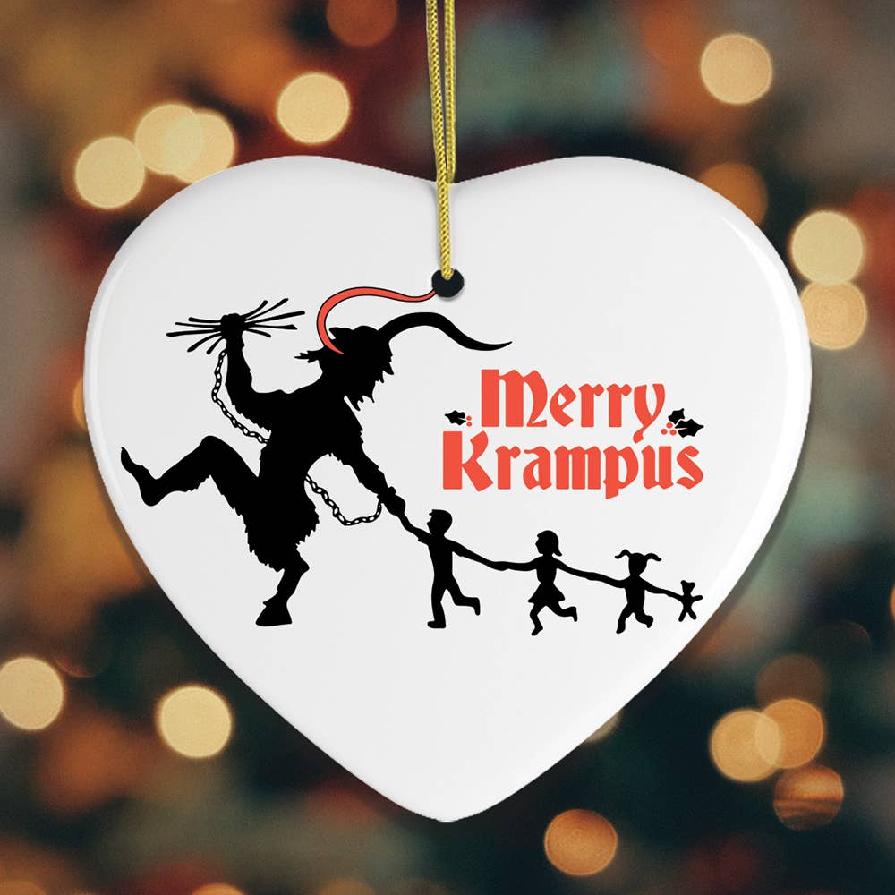 Merry Krampus Folklore Christmas Ornament: Heart