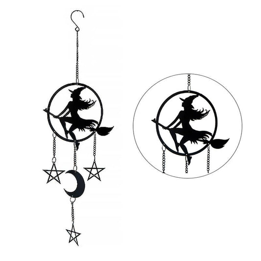 Witch by Moonlight Metal Hanging Outdoor Decoration