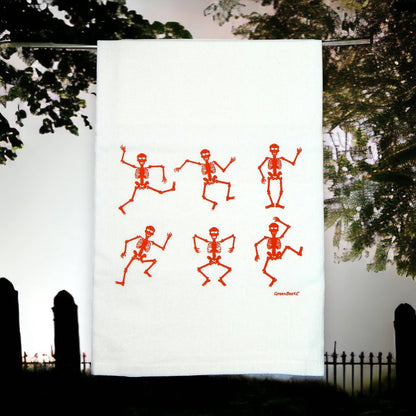 Skeleton Dish Towel | Tea Towels | Flour Sack Dish Towels: Black