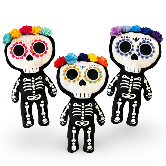 12" Day of the Dead Skeleton Plush, Halloween Decor