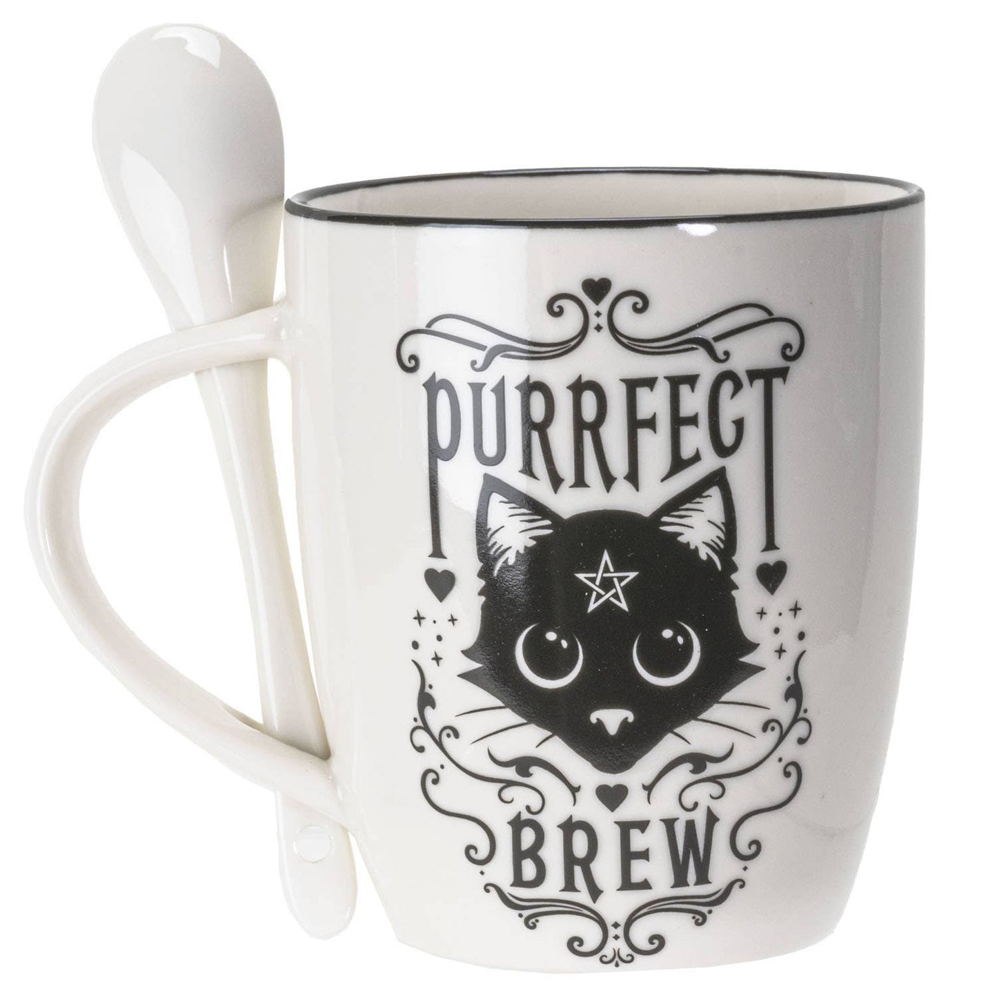 Purrfect Brew Mug & Spoon Set for Coffee/Tea