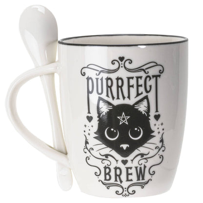 Purrfect Brew Mug & Spoon Set for Coffee/Tea