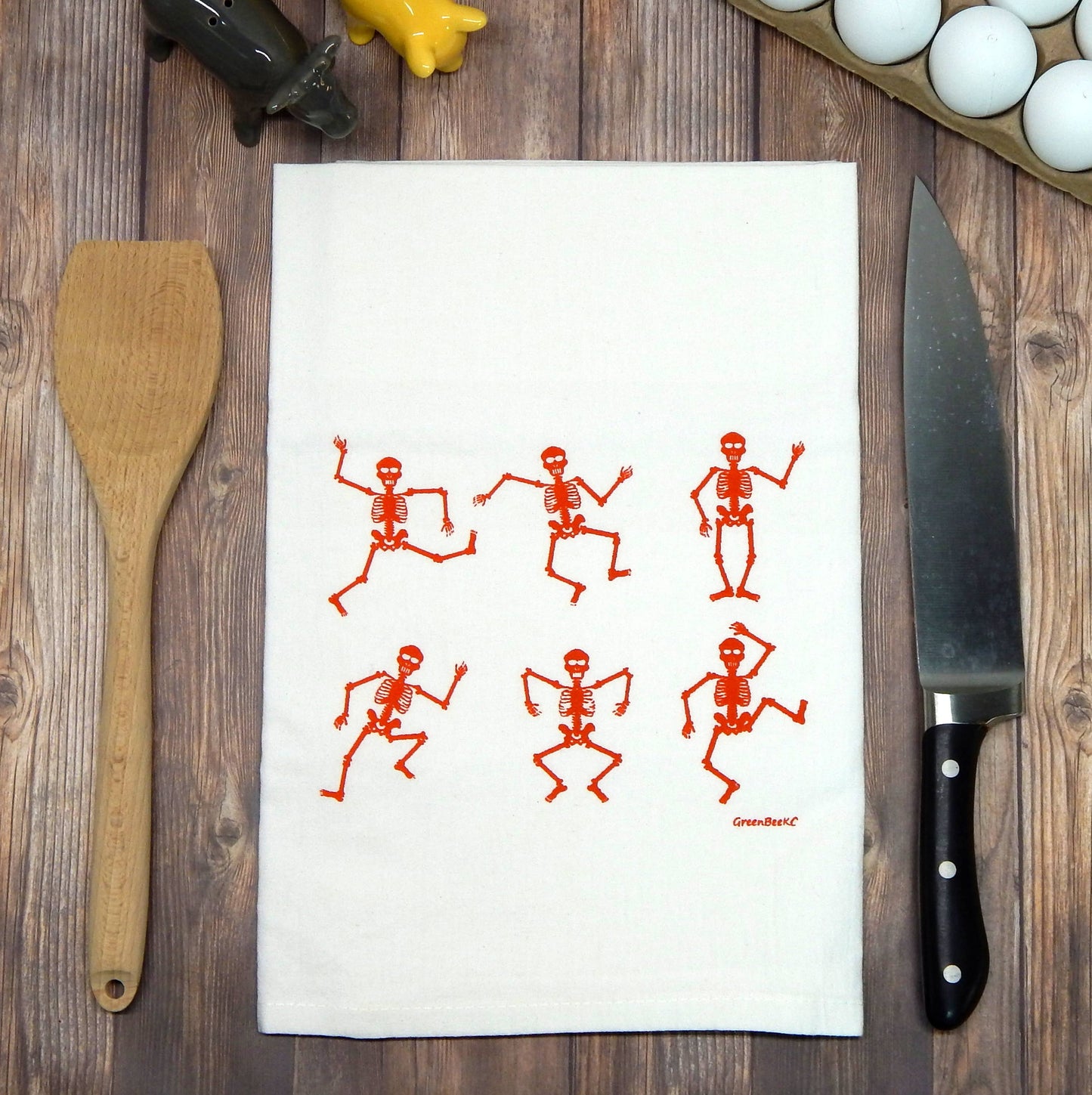 Skeleton Dish Towel | Tea Towels | Flour Sack Dish Towels: Black