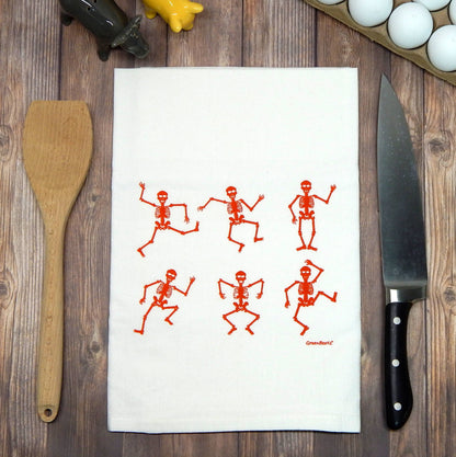 Skeleton Dish Towel | Tea Towels | Flour Sack Dish Towels: Black