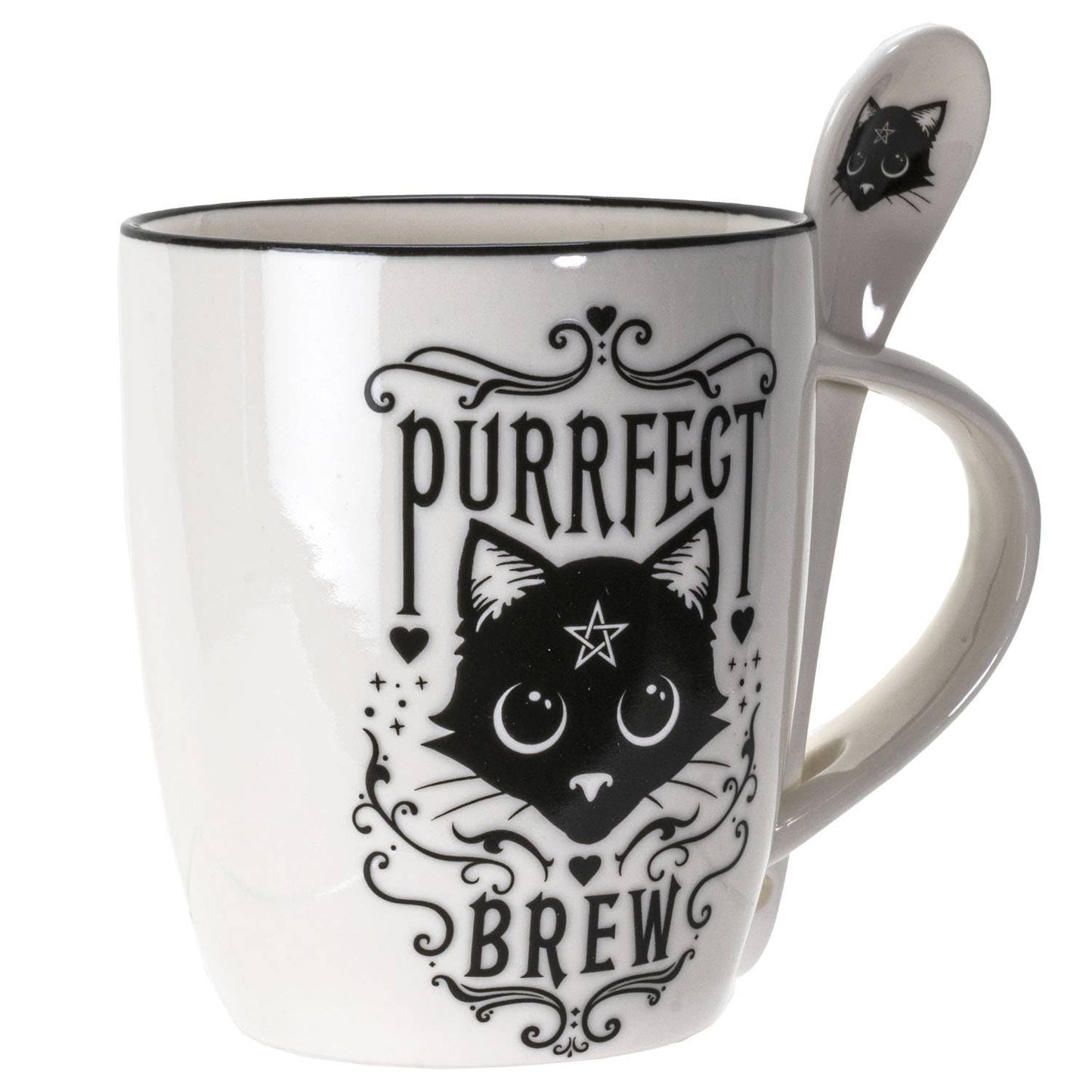 Purrfect Brew Mug & Spoon Set for Coffee/Tea