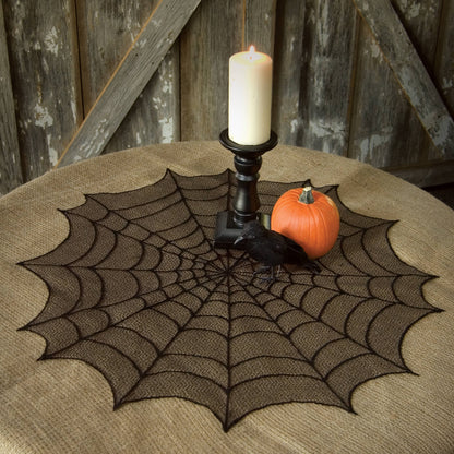 Halloween Spider Web 30 in Round Tablecloth Black