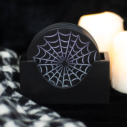 Black Spiderweb Coaster Set