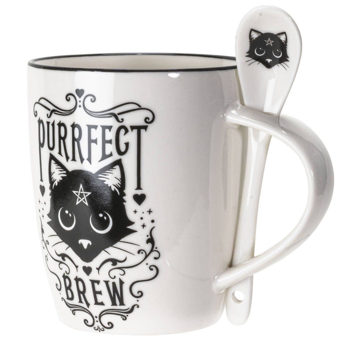 Purrfect Brew Mug & Spoon Set for Coffee/Tea